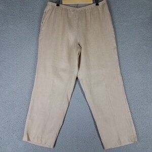 NEW Go Silk Pants Women's XL Linen Beige Pull On Elastic Waist Casual Lounge